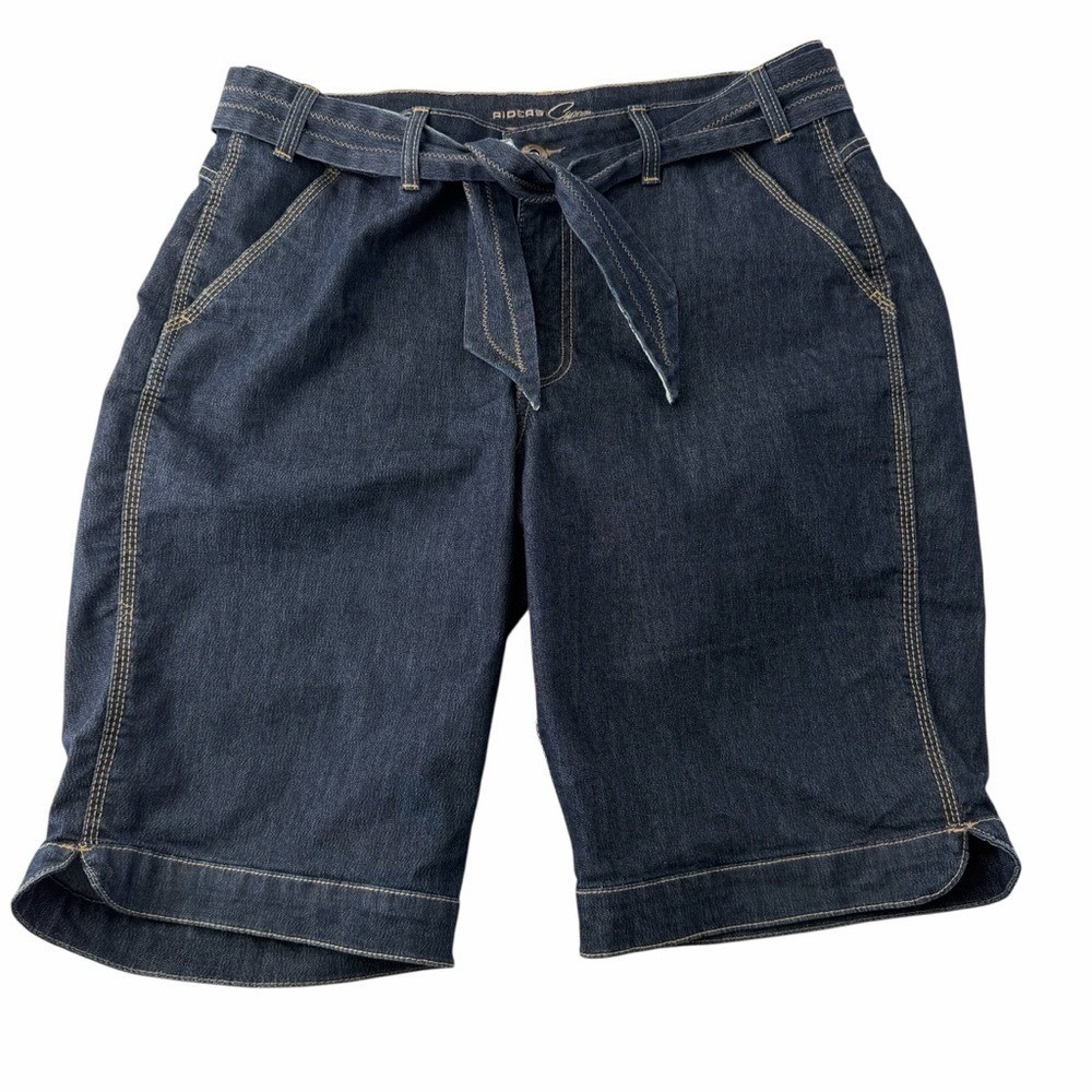 Riders by Lee Floral Lined Denim Shorts Tie Belt Classic Casual Summer Staple